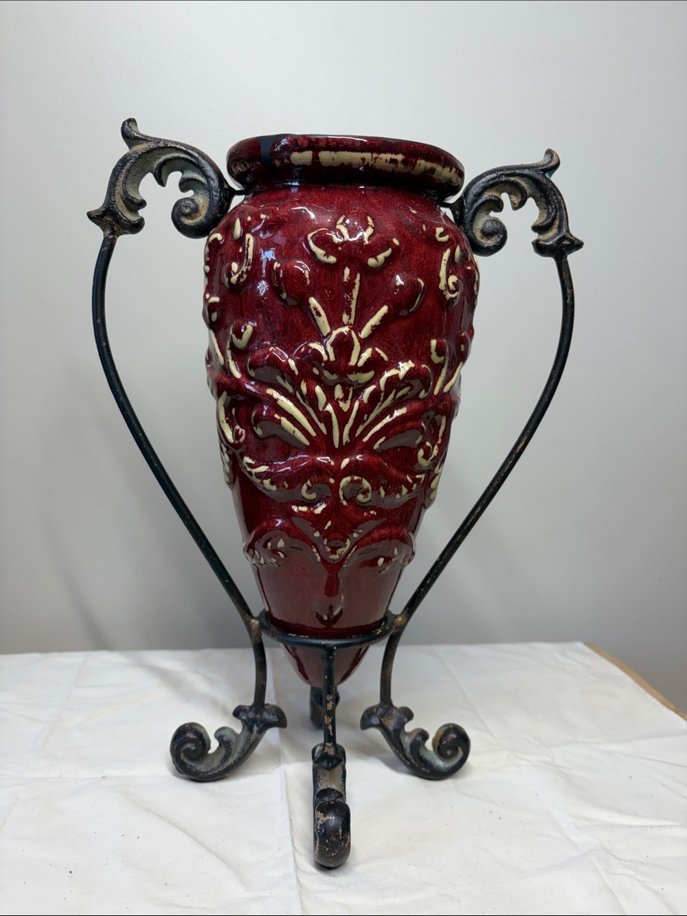 Ceramic Jug in Iron Frame